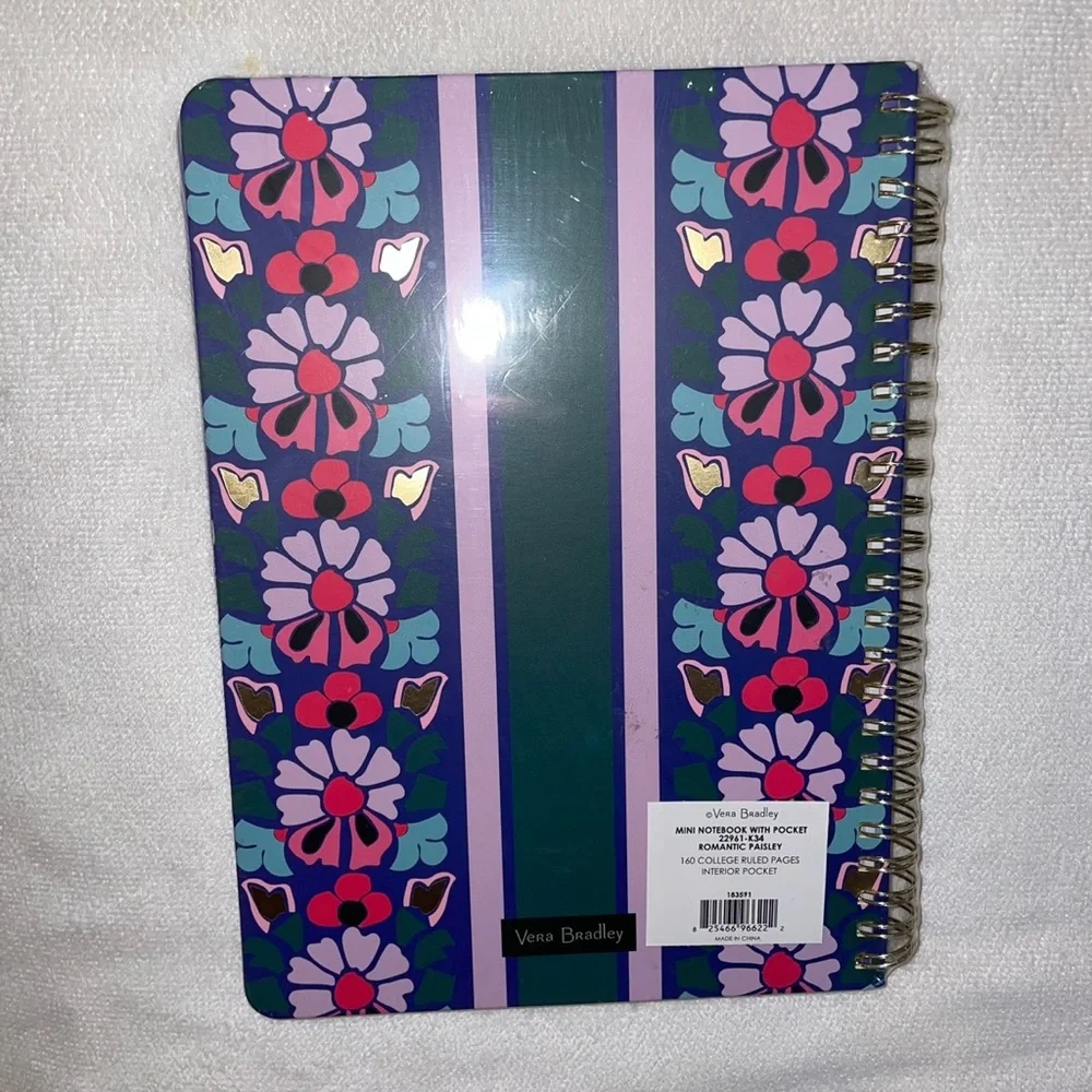 New! Vera Bradley Mini Notebook W/Pocket Romantic Paisley🌸160 page Spiral✨